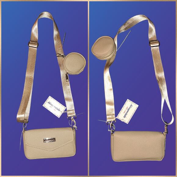 Ladies Taupe Aeropostale Crossbody Bag Purse with Coin Pouch - Picture 3 of 10